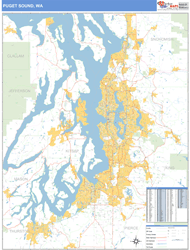 Puget Sound Metro Area Wall Map Basic Style 2024